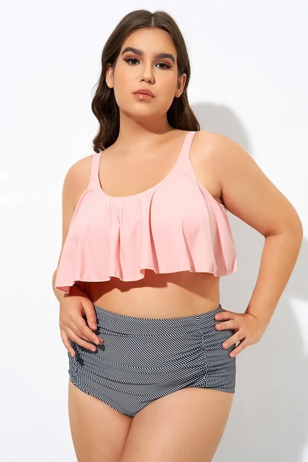 Black Sexy Scoop Neck High Waist Bikini Set