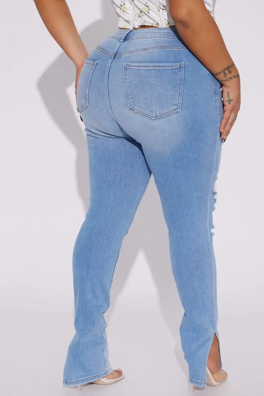 Serendipity Side Slit Soft Stretch Jeans - Light Wash