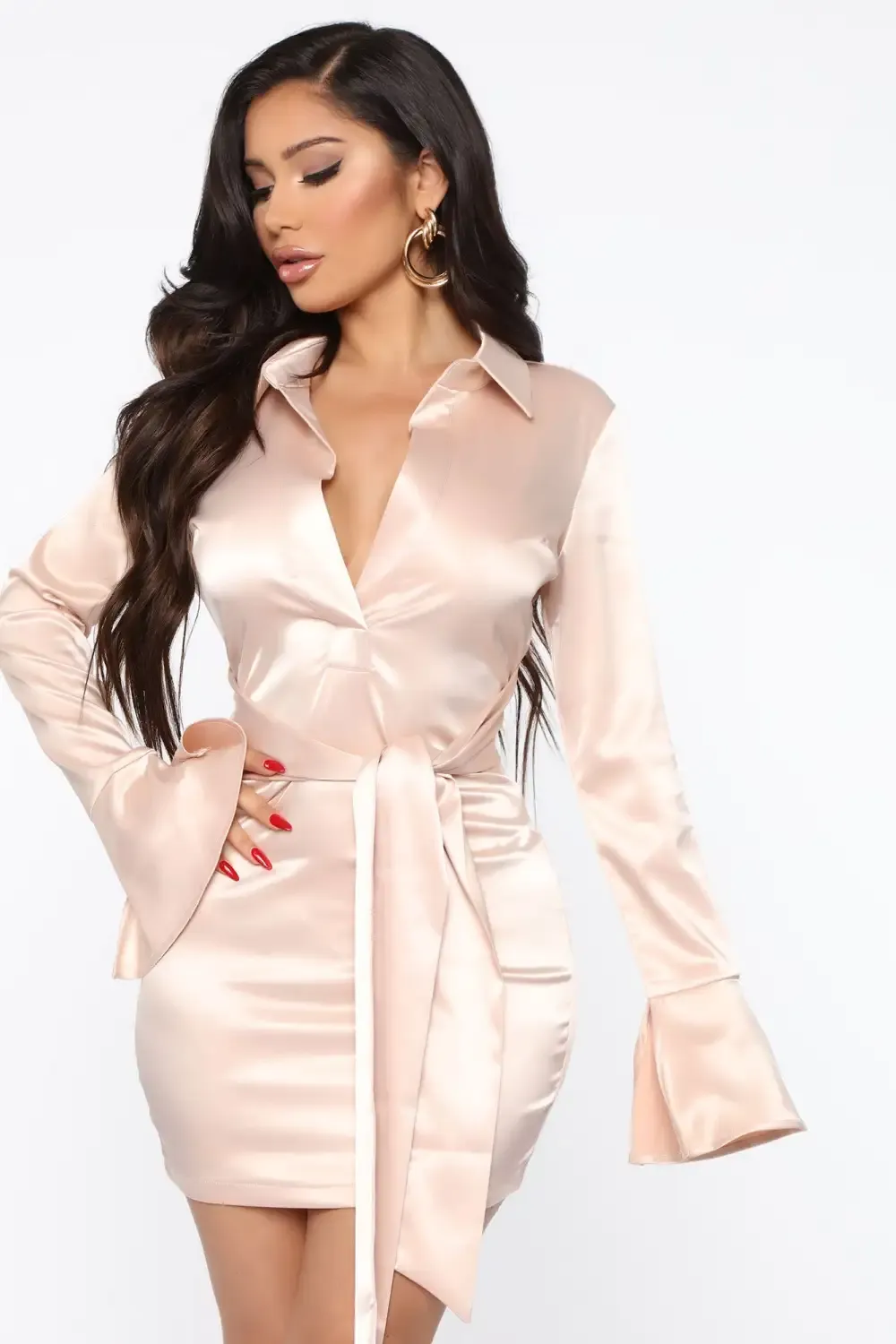 Step Up Satin Mini Dress - Pink