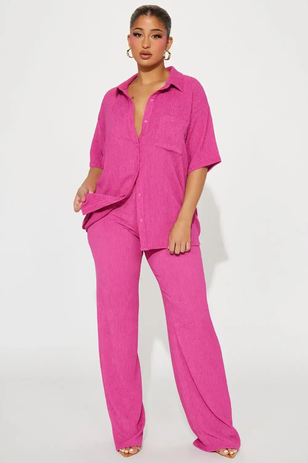 Vacay Vibes Pant Set - Fuchsia