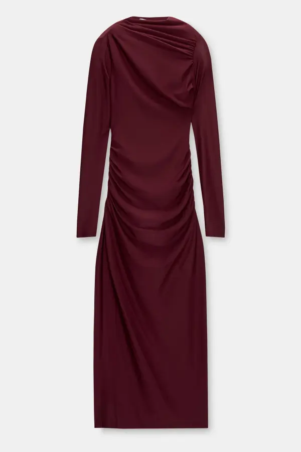 Vestido midi frunces
