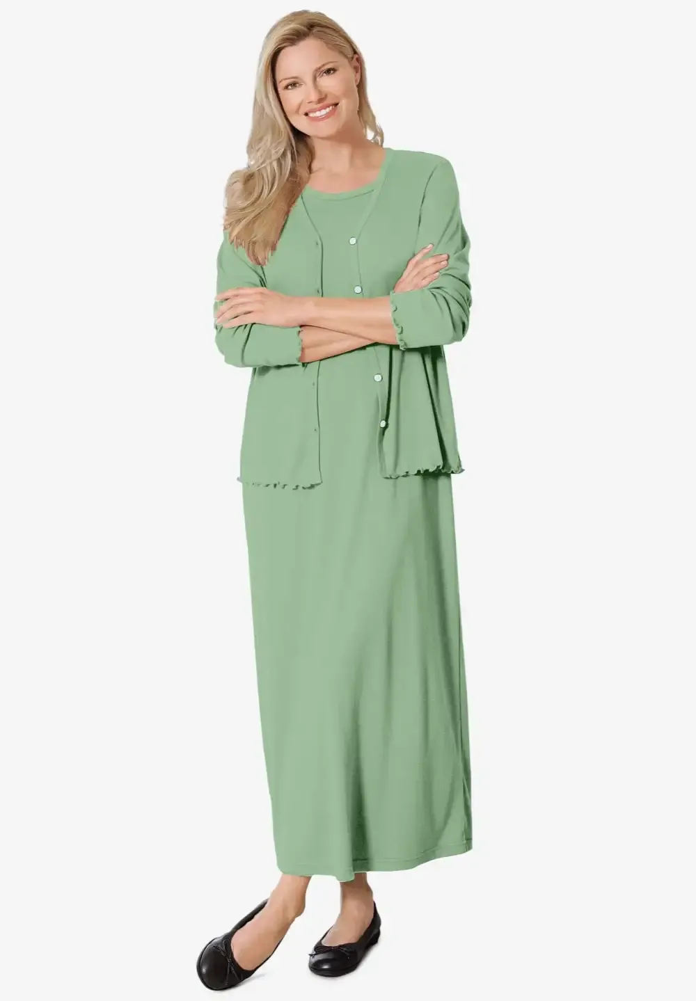 Lettuce Trim Knit Jacket Dress