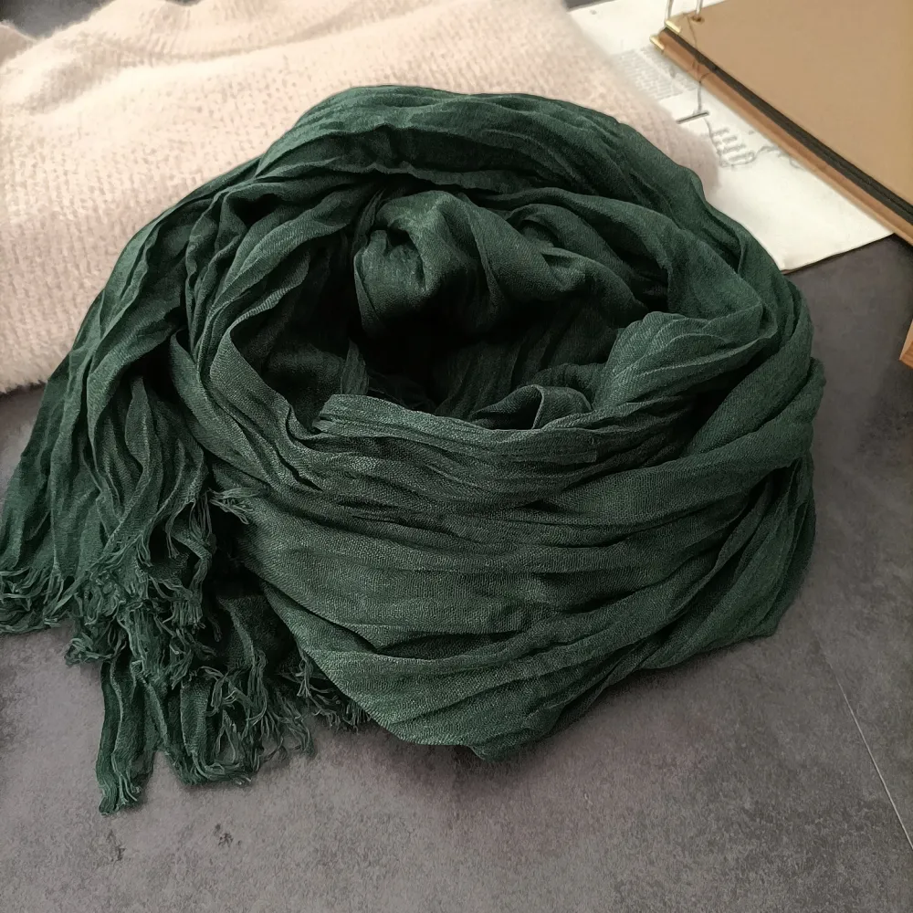 Vintage Solid Pleat Cotton Linen Comfy Shawl