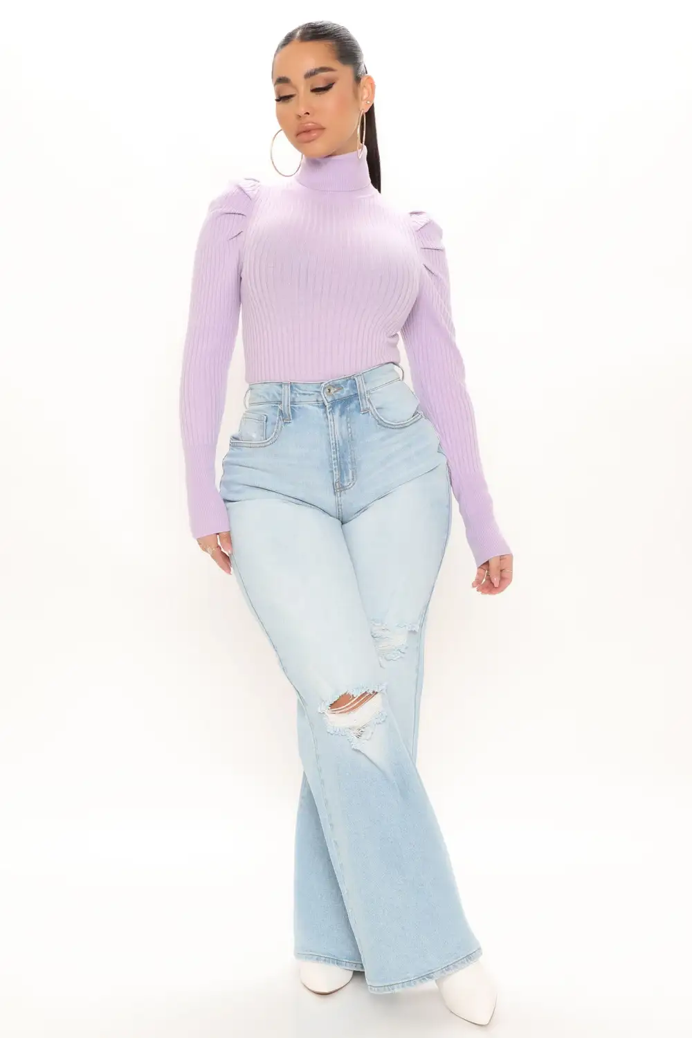 Get On With It Turtleneck Sweater - Lavender