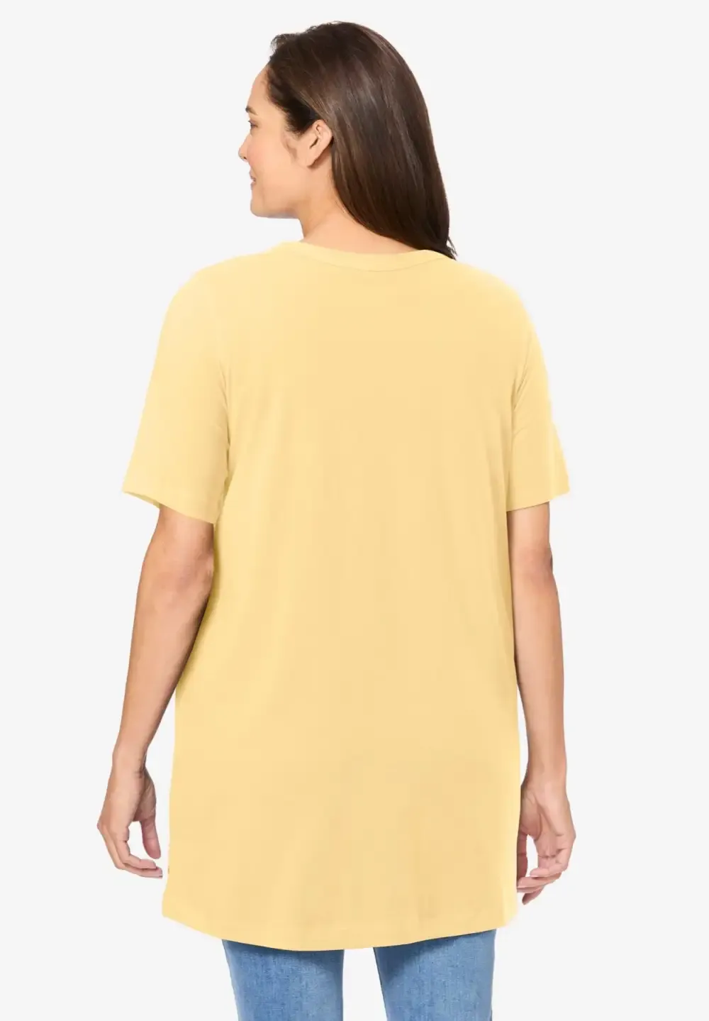 Perfect Short-Sleeve Shirred V-Neck Tunic