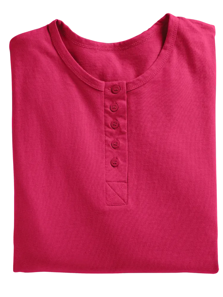 Comfort Knit Solid Color Cotton Short-Sleeve Long Nightgown