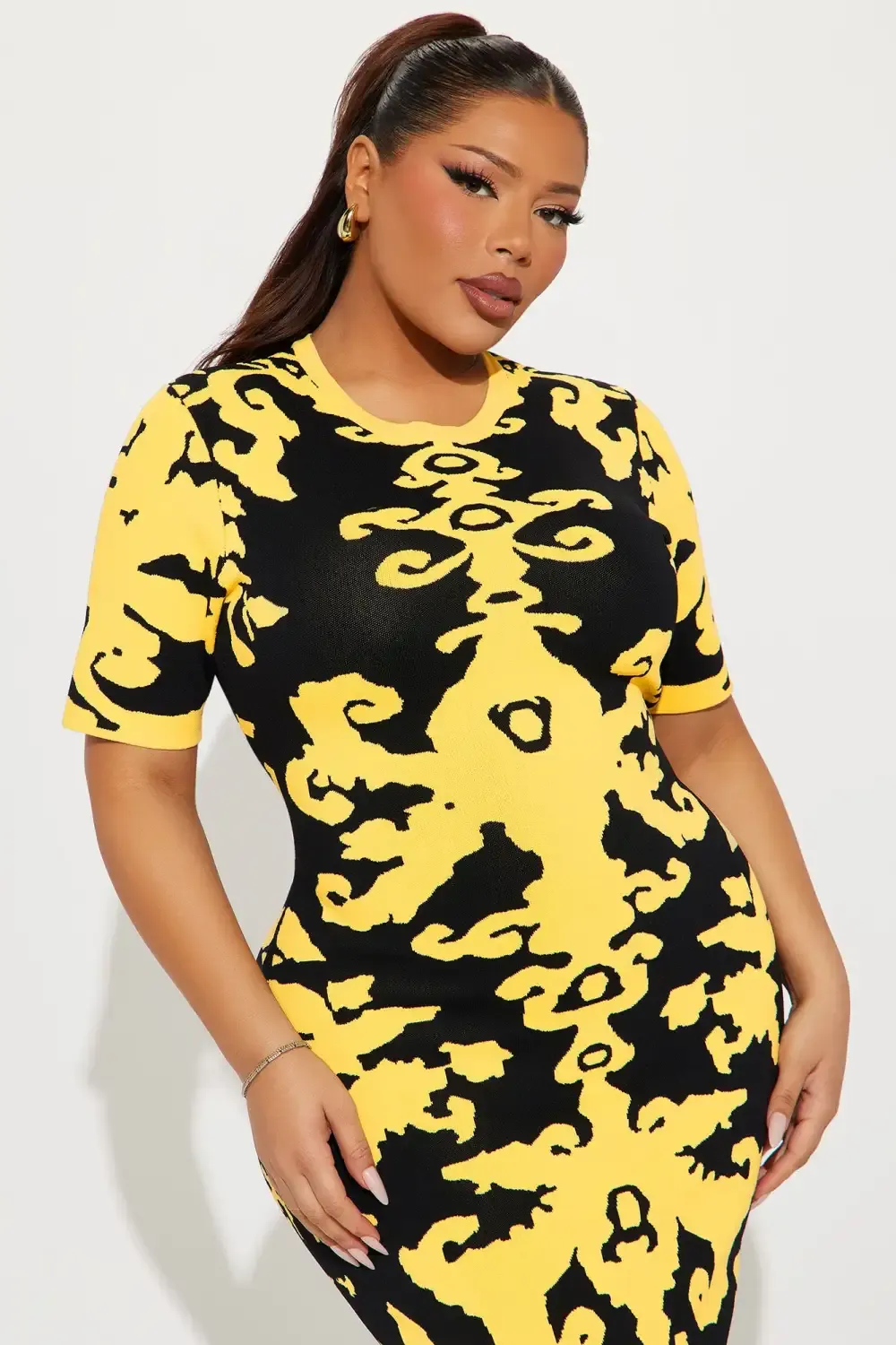 Alex Bandage Knit Maxi Dress - Yellow/combo