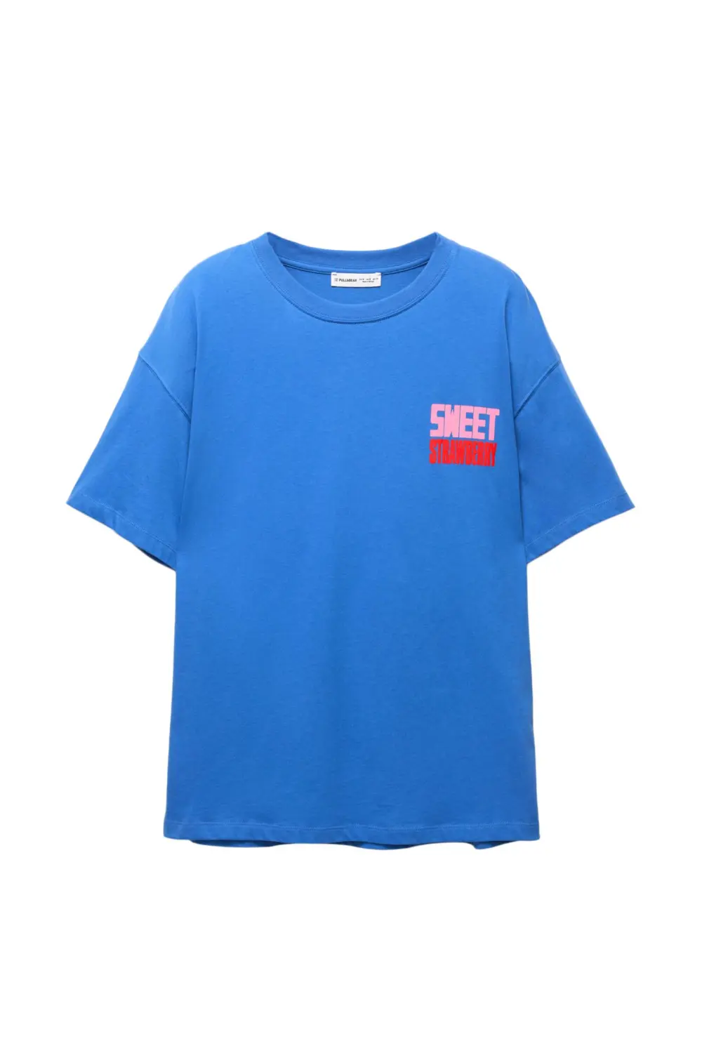 Camiseta azul gráfico fresas