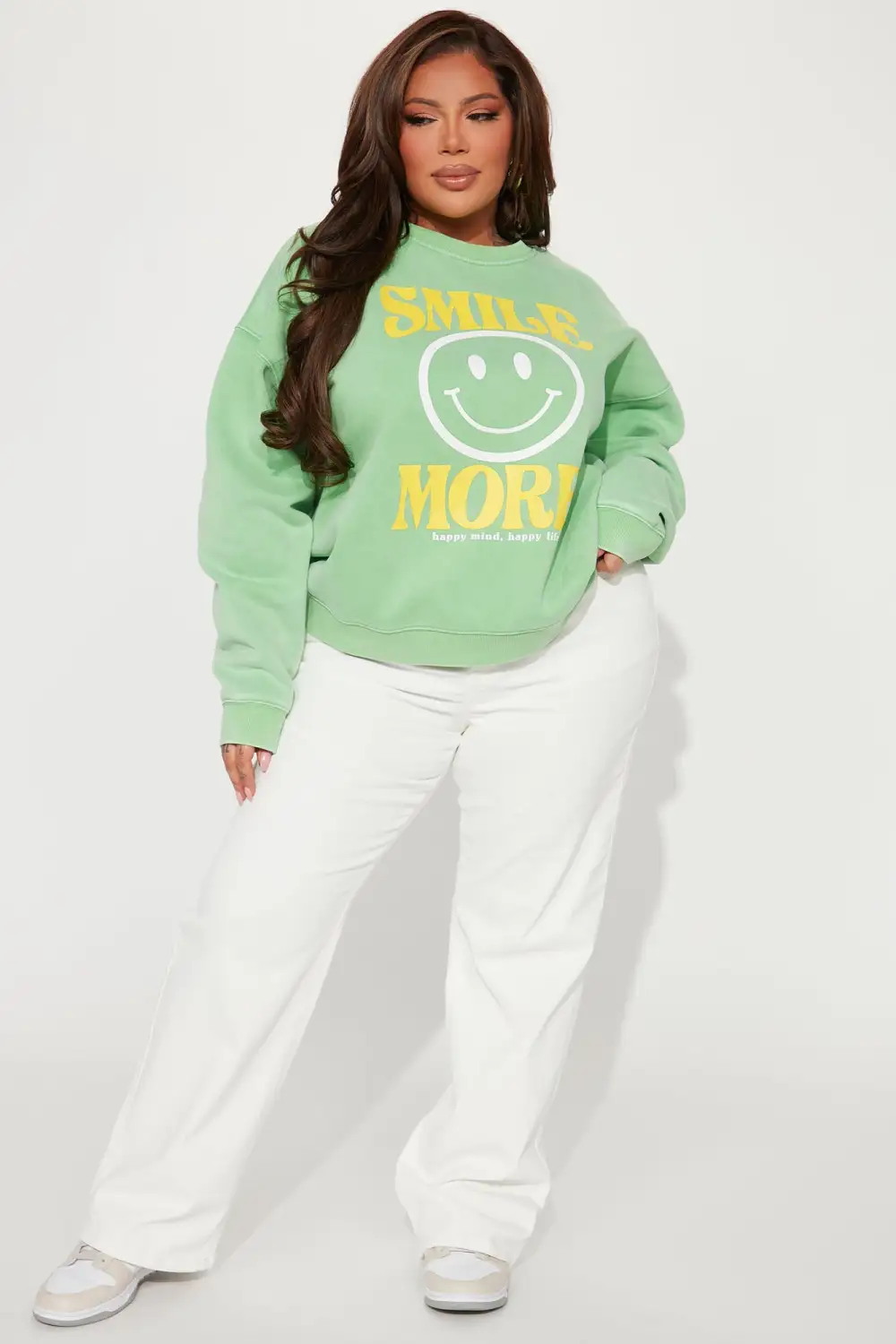 Smile More Washed Sweatshirt - Green
