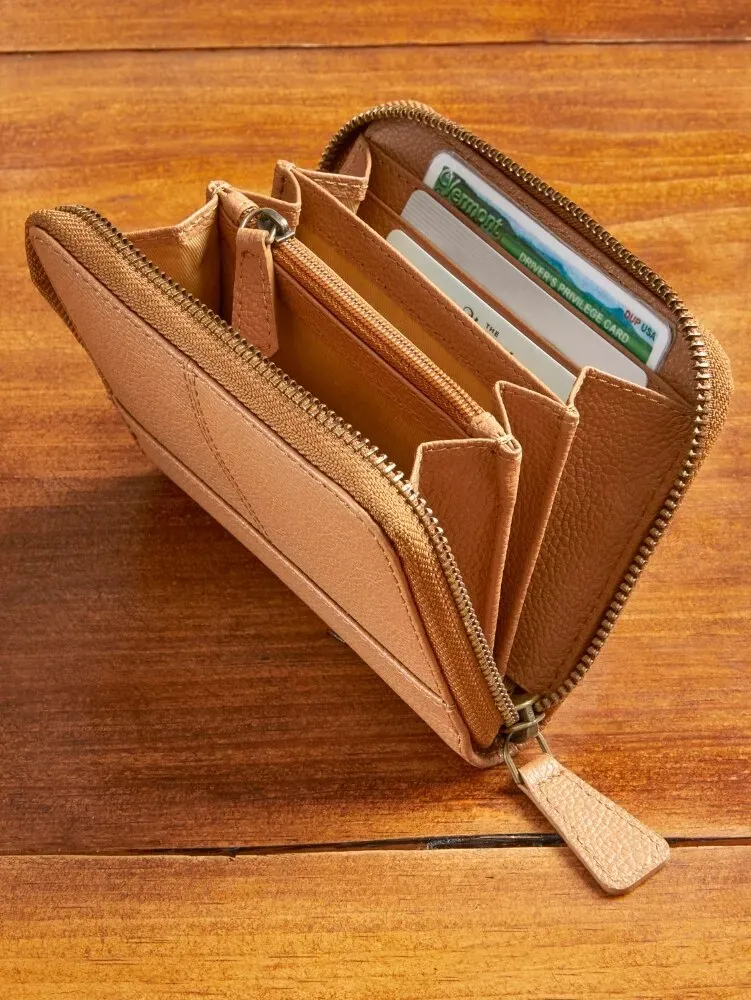 Ella Simone Accordion Zip-Around Leather Wallet, 5 Inch