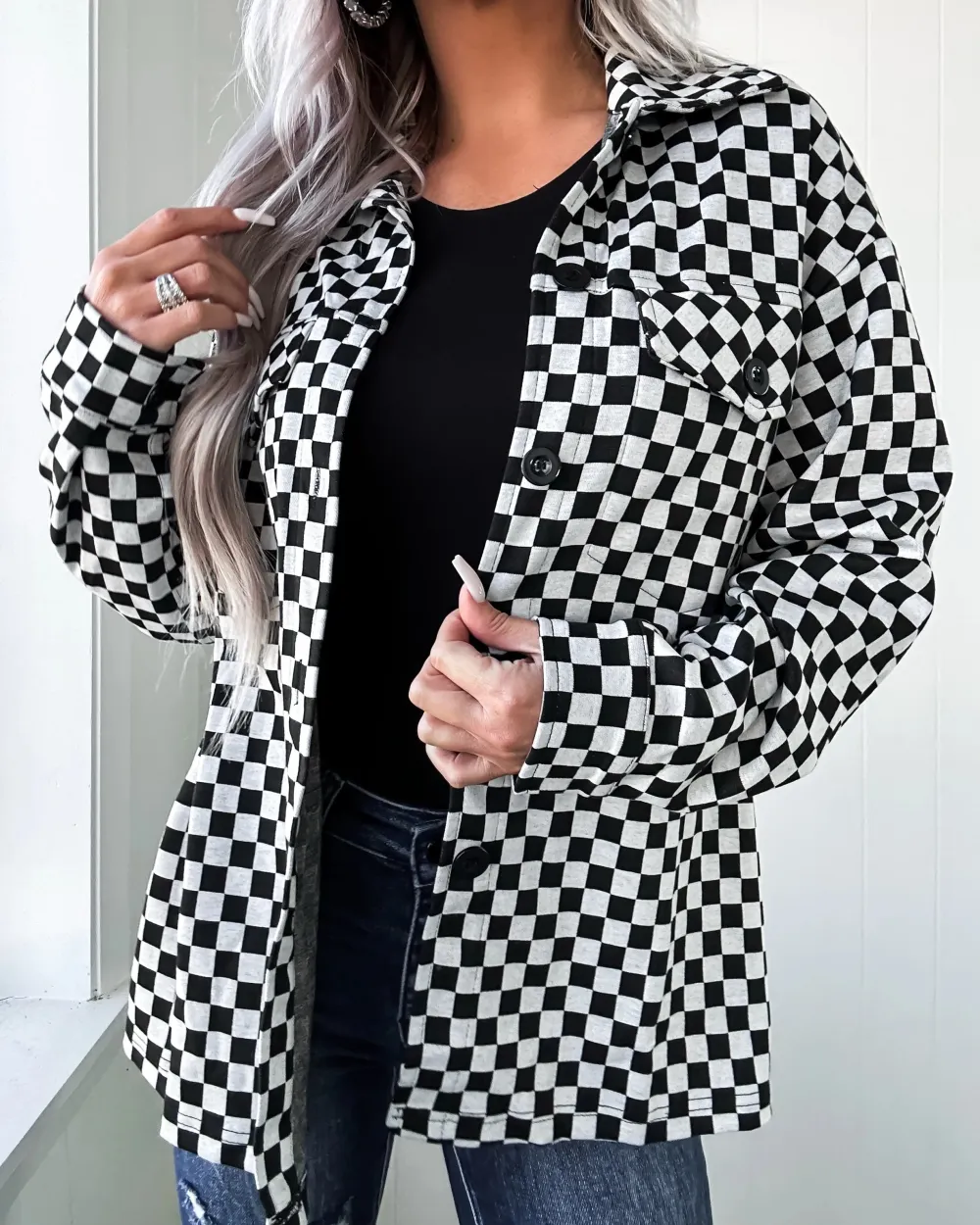 Classic Checkered Jacket - Black
