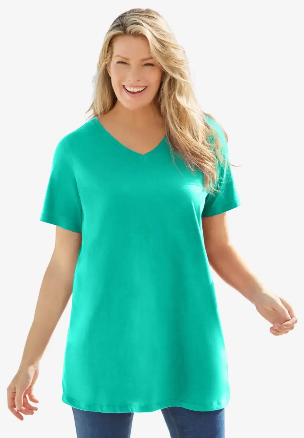 Perfect Short-Sleeve V-Neck Tunic