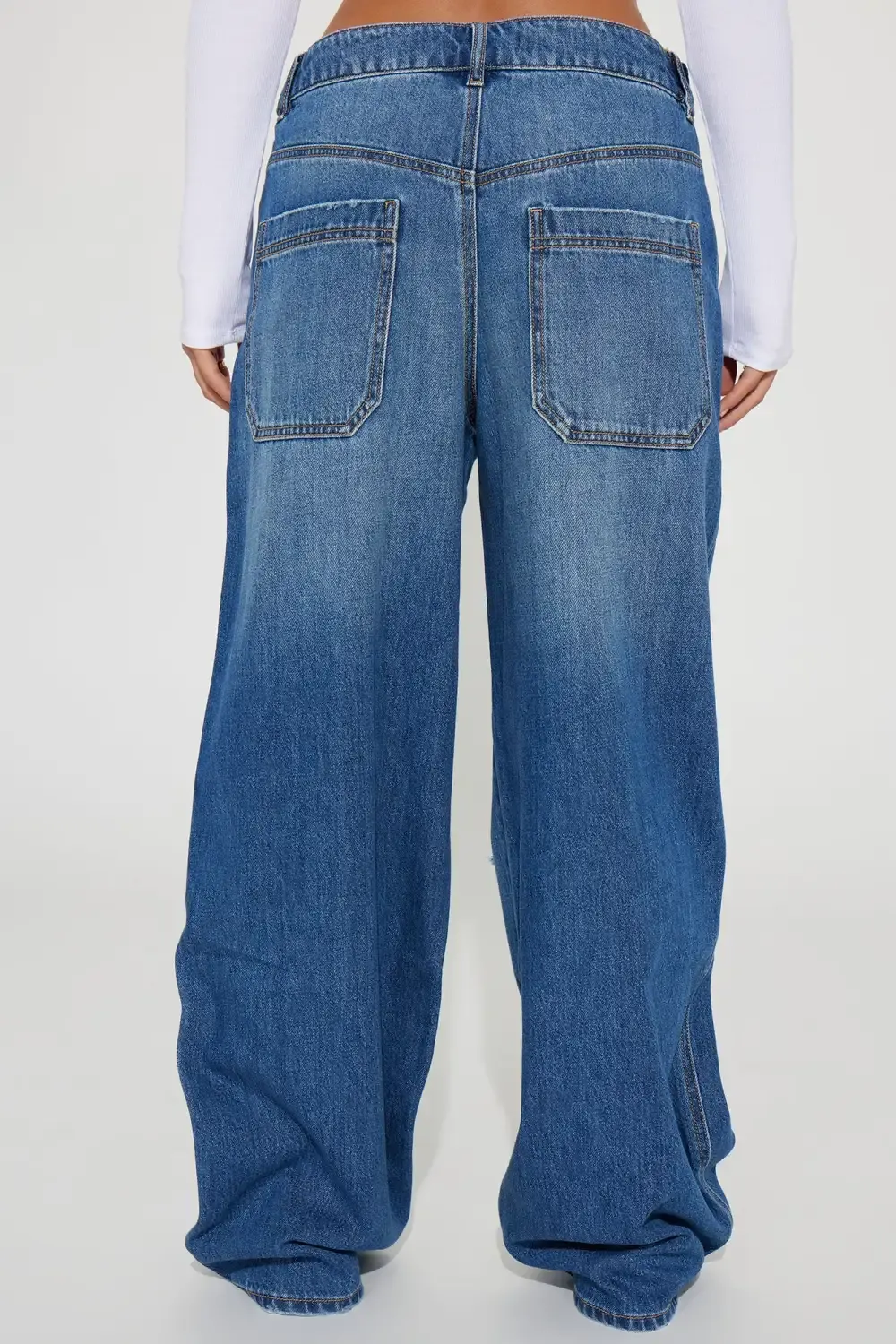 Rosaline Ripped Loose Straight Leg Jeans - Dark Wash