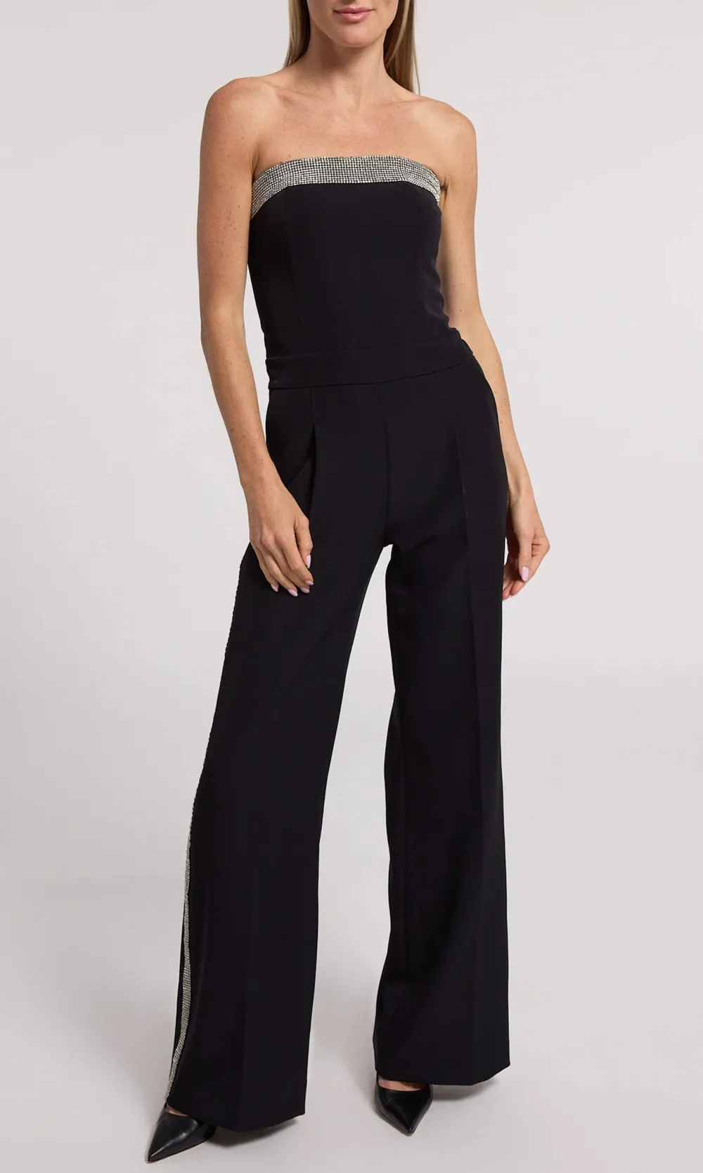 Chelsea Crystal Embellished Crepe Jumpsuit