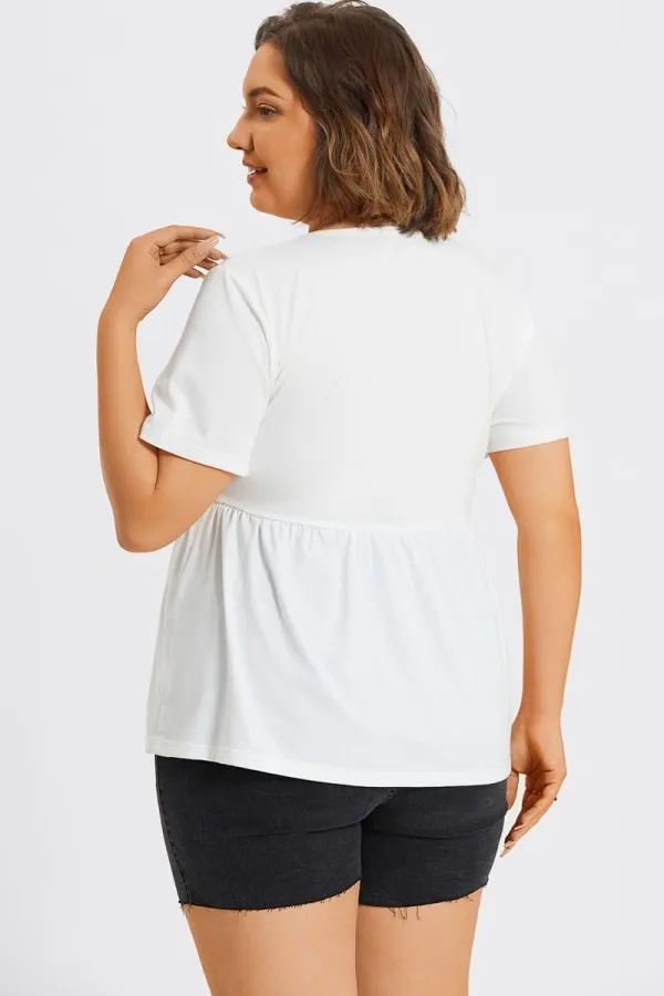 Black Peplum Short Sleeve Round Neck Top