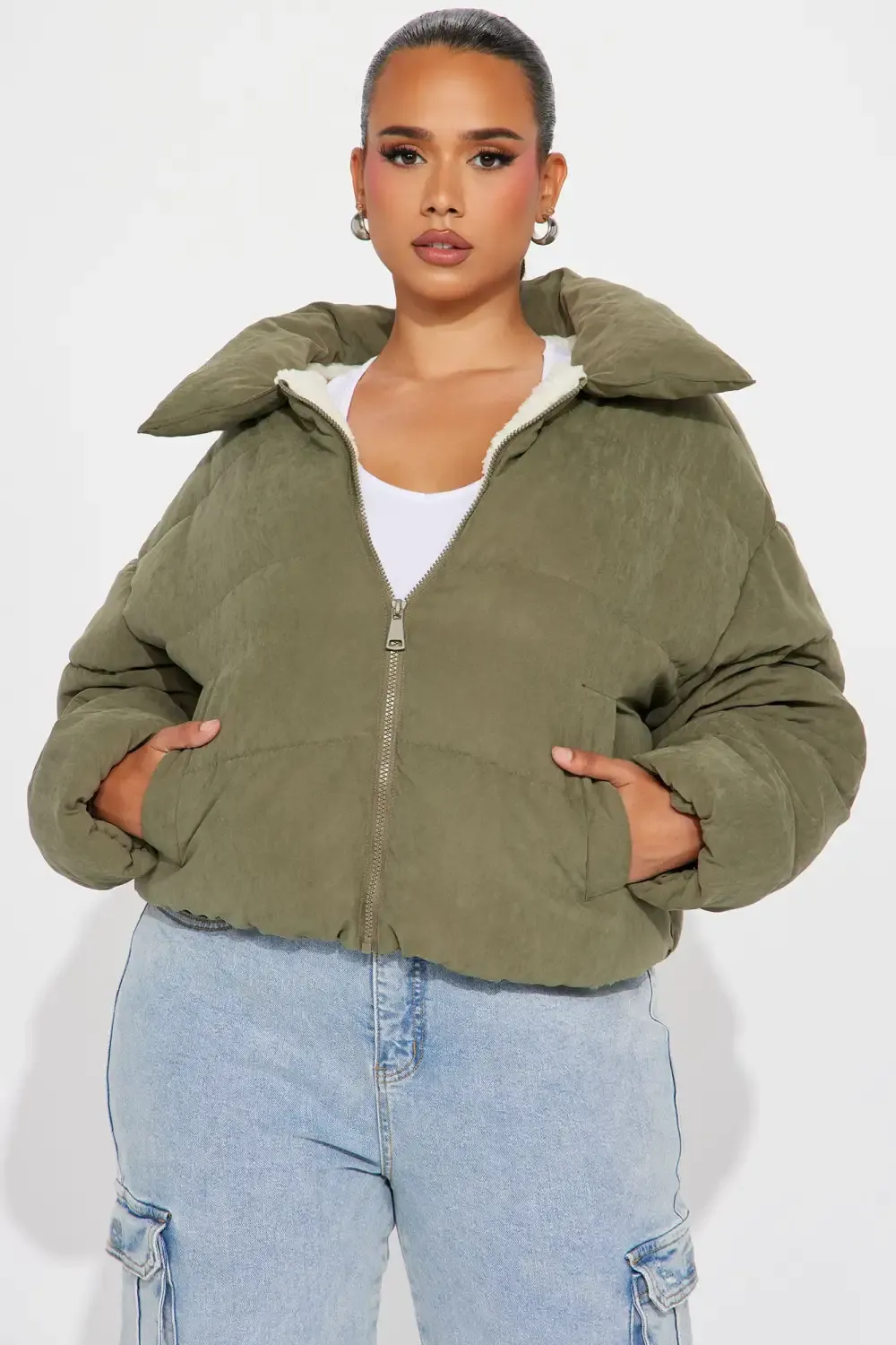 Too Hot To Handle Puffer Jacket - Olive