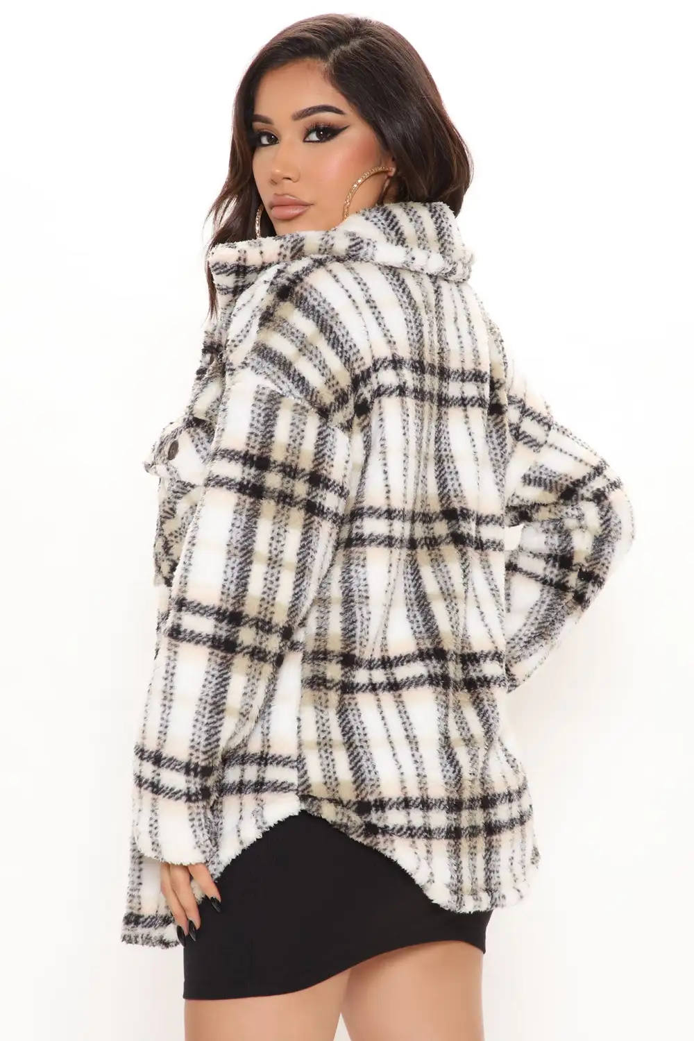 Feels Like Fall Sherpa Shacket - Black/combo