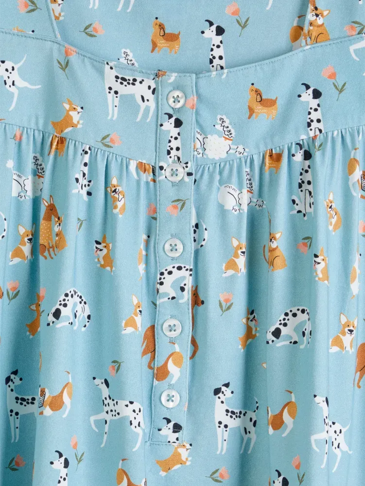 Ella Simone Puppy Pals Cotton Knit Short Nightgown