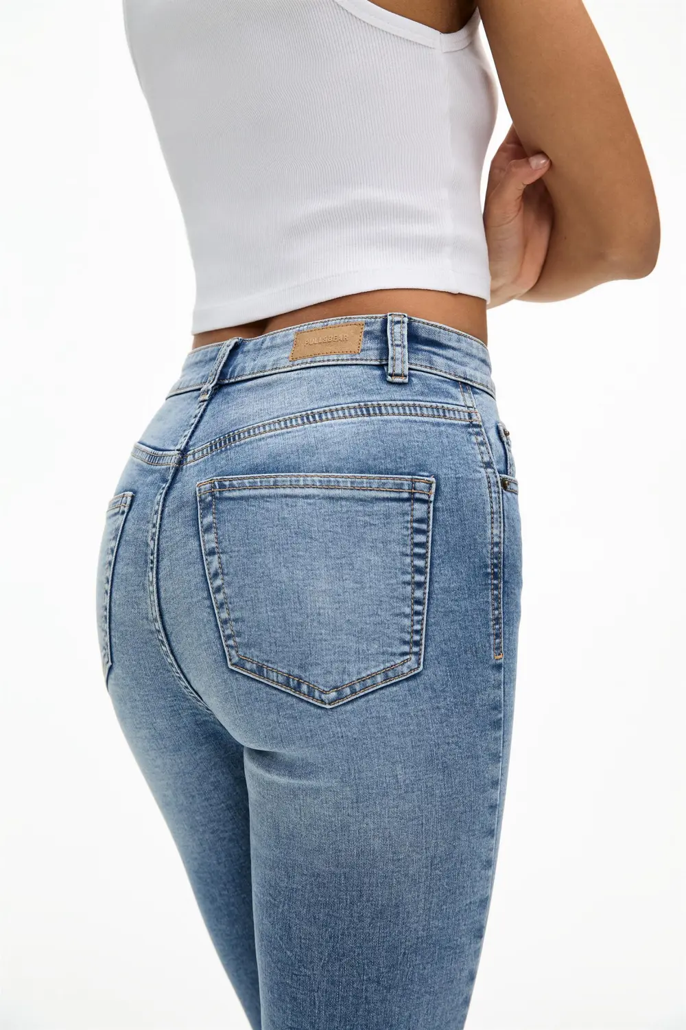 Jeans skinny tiro alto