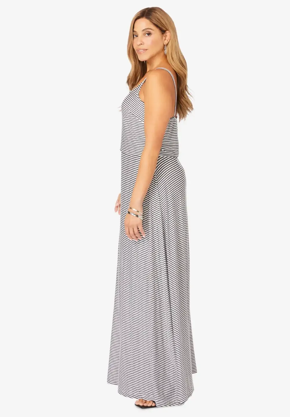 Stretch Knit Blouson Maxi Dress