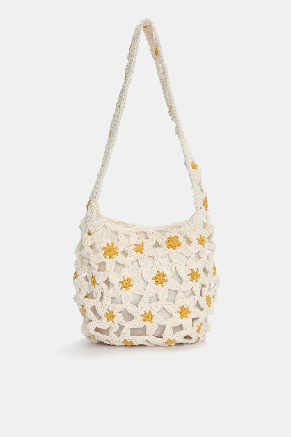 Bolso shopper crochet flores