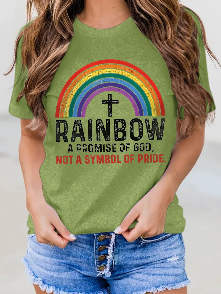 Women'S Rainbow A Promise Of God, Not A Symbol Of Pride. Round-Neck Short-Sleeved T-Shirt