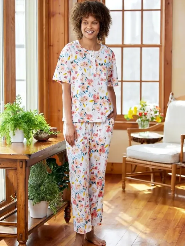 Women's Comfort Knit Print Cotton Pajama Pants