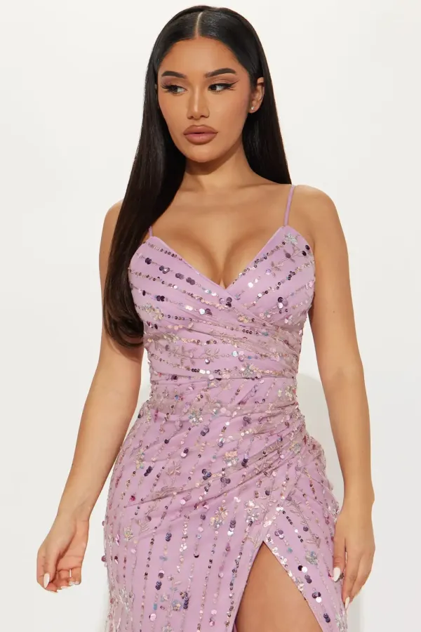Lucky Girl Sequin Maxi Dress - Mauve