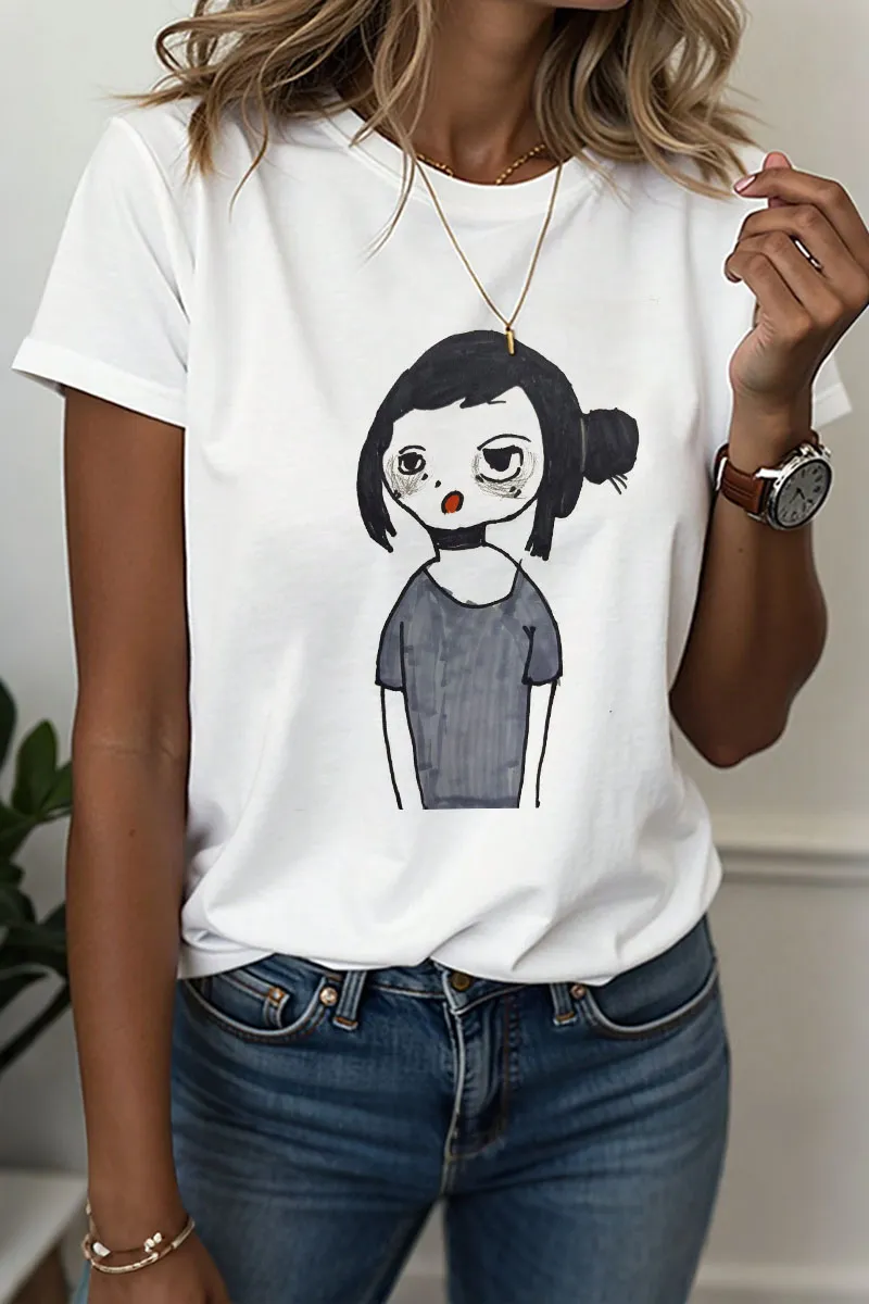 Charity Oil Paintings by Children Round Neck Short Sleeve T-Shirt