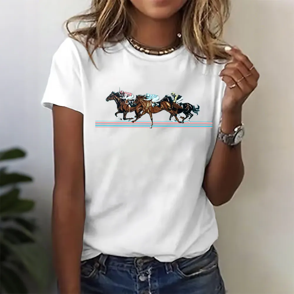 Horse Race Graphic Print T-Shirt