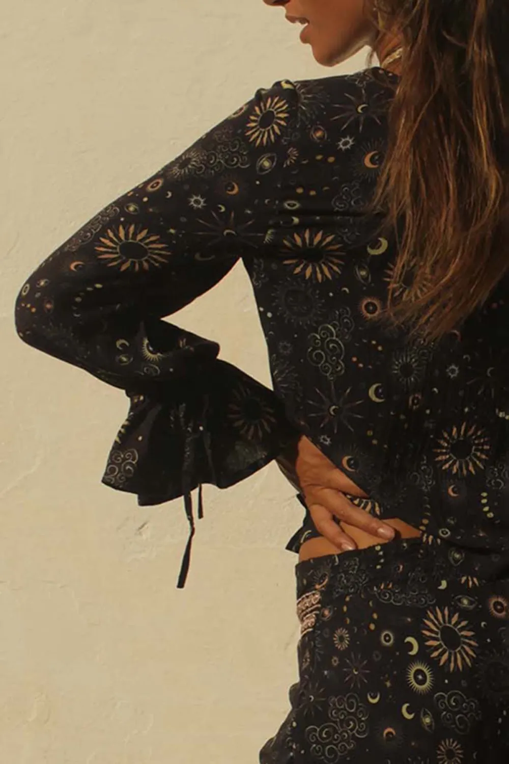 Black Bohemian Print Maxi Skirt