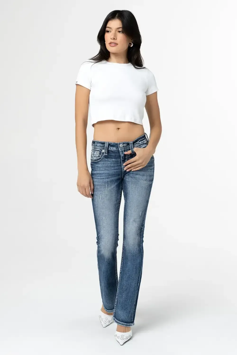 Pink and Blue Hues Bootcut Jeans