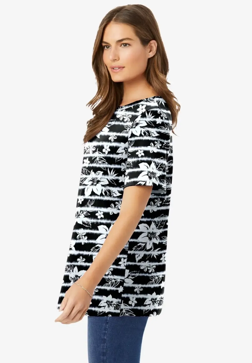 Perfect Printed Short-Sleeve Crewneck Tee