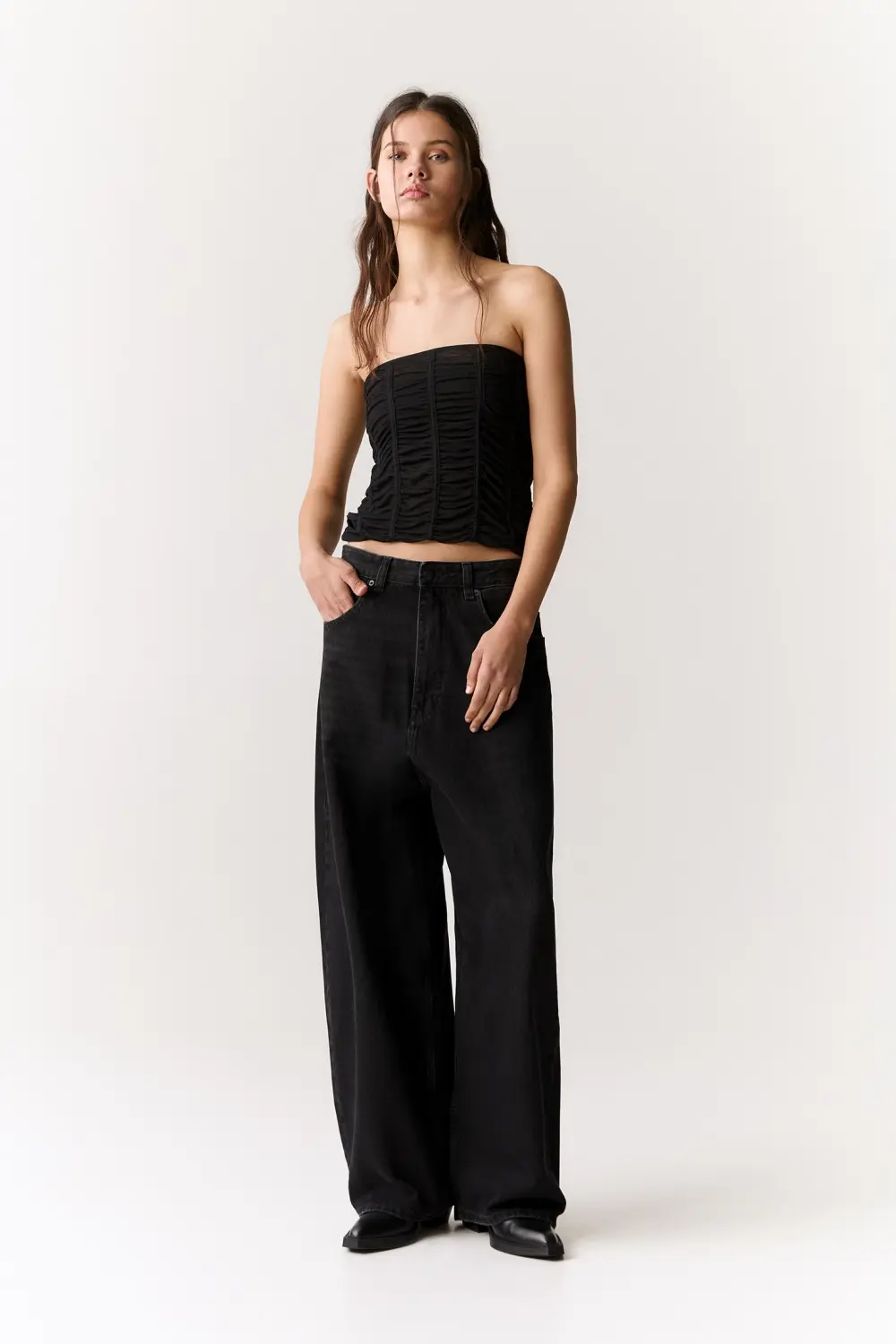Strapless corsetry-inspired top
