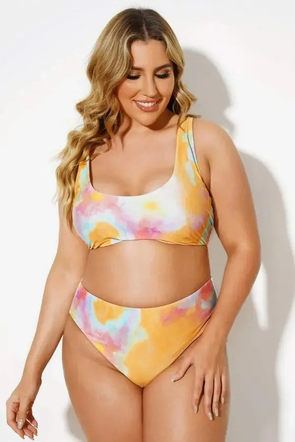 Tie Dye Scoopneck Fashion Lady Bikini Set