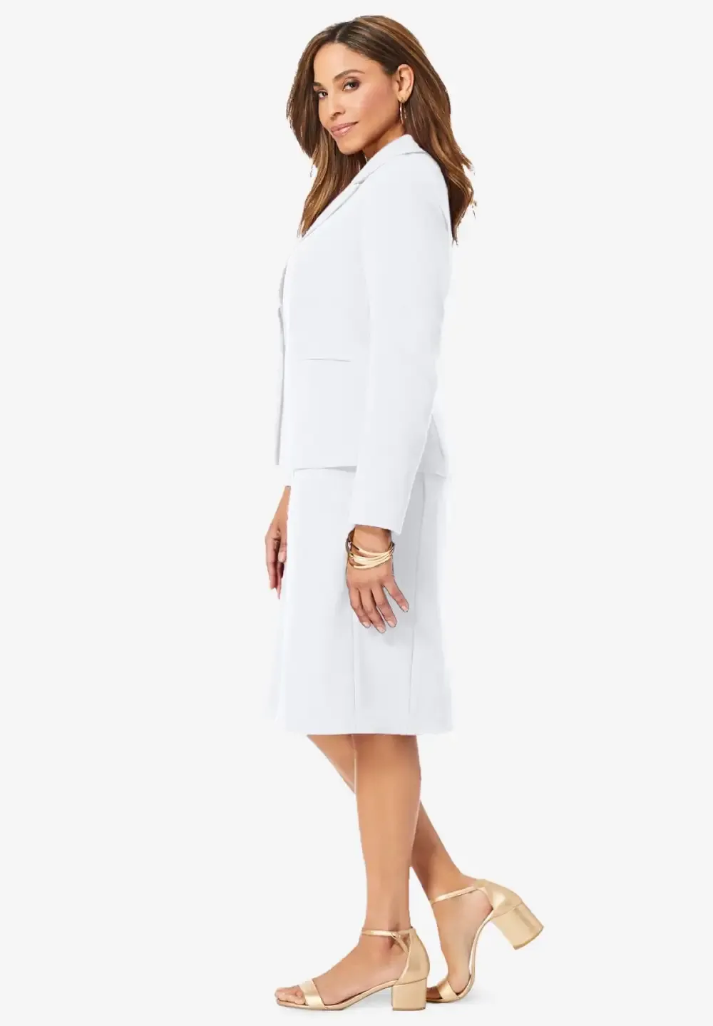 2-Piece Stretch Crepe Single-Breasted Jacket Dress