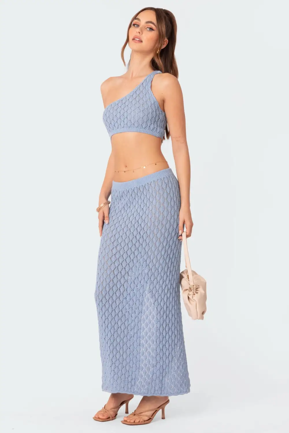 Mermaid One Shoulder Crochet Crop Top