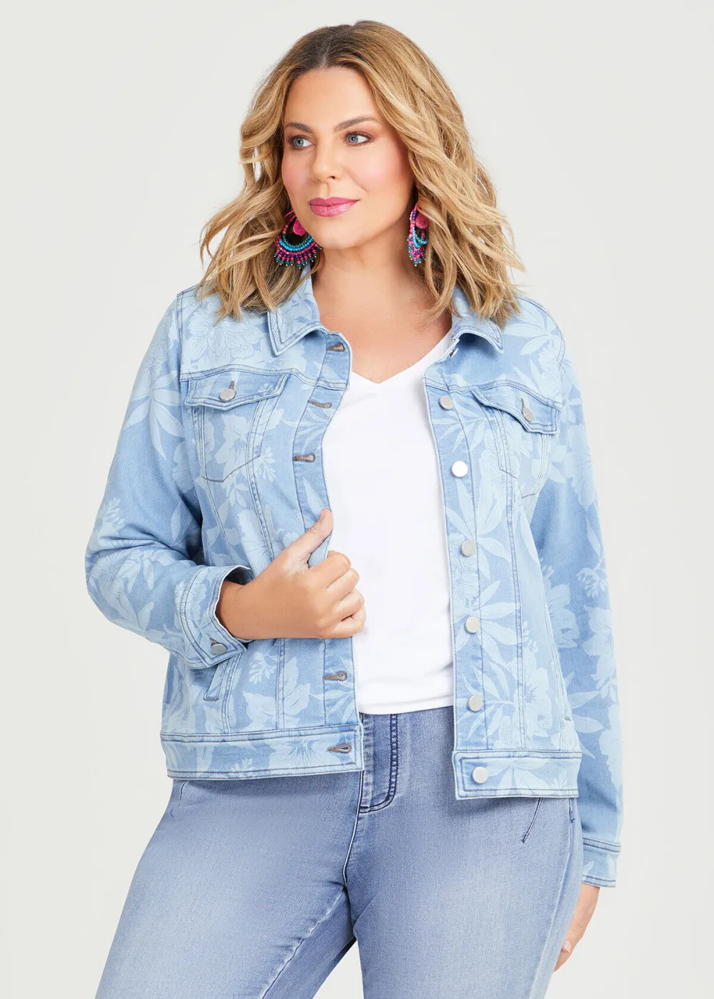 Cotton Floral Denim Jacket