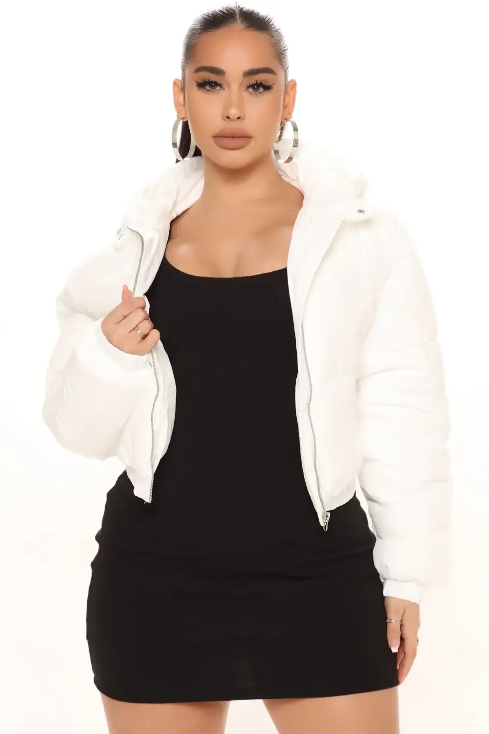 Can't Be Beat Cropped Puffer Jacket - White