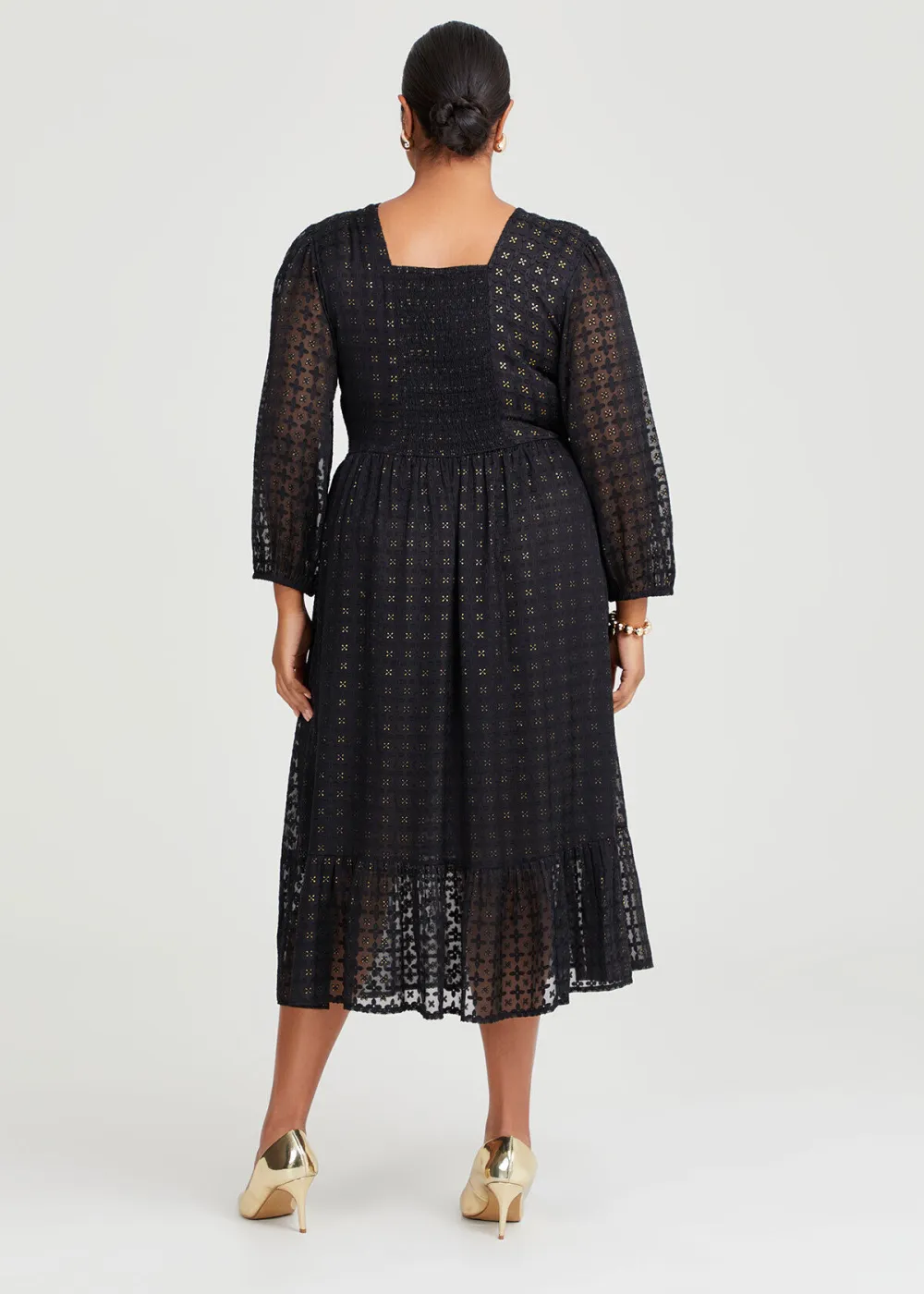 Catelyn Gold Jacquard Maxi Dress