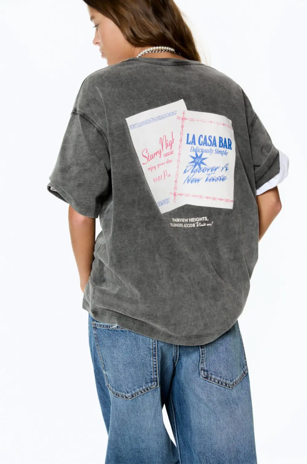 Camiseta gris gráfico servilletas