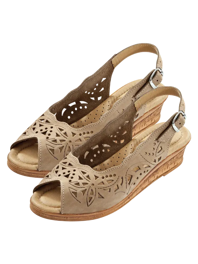 Women's Leather Cutwork Slingbacks