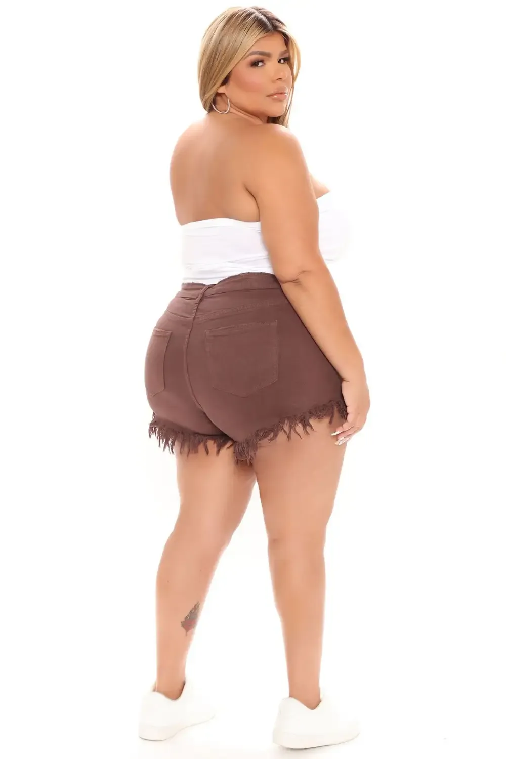 Only Good Energy Frayed Denim Shorts - Chocolate