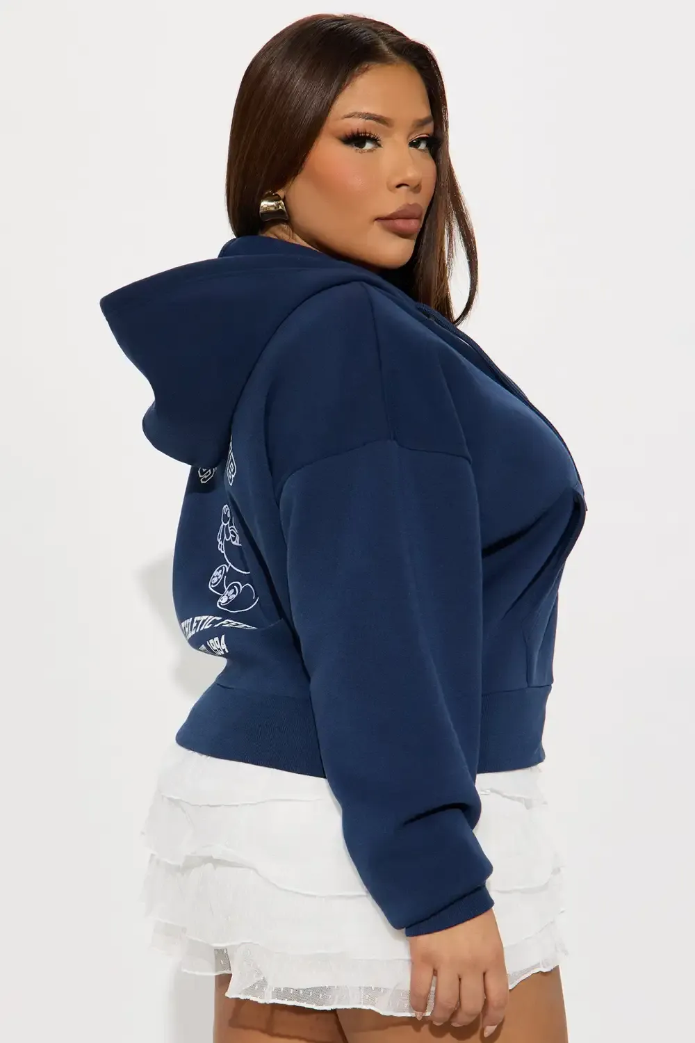 Teddy Sports Club Front Zip Hoodie - Navy