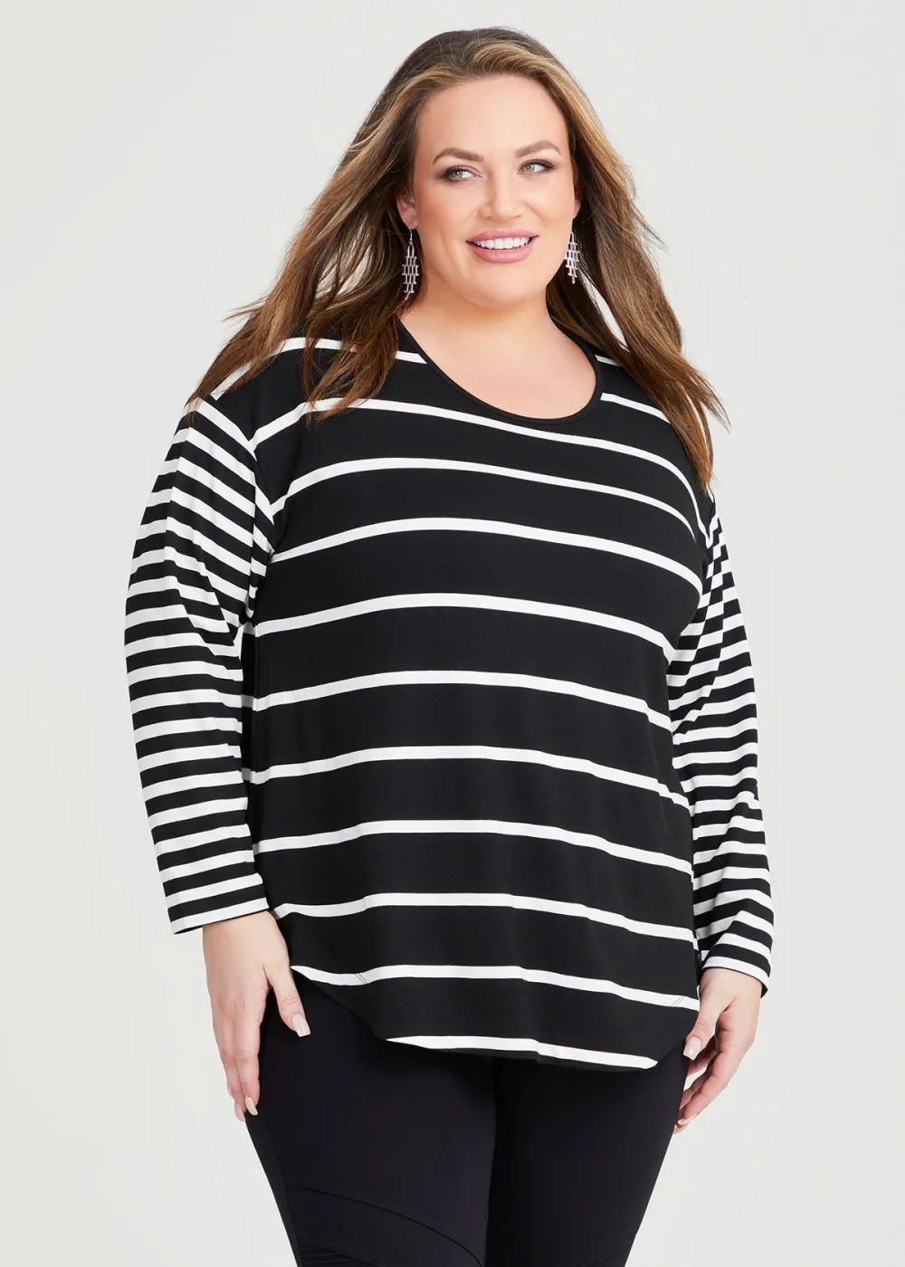 Bamboo Ponte Mix Stripe Top