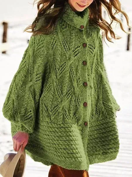 Vintage Cotton Knitted Button Design Sweater