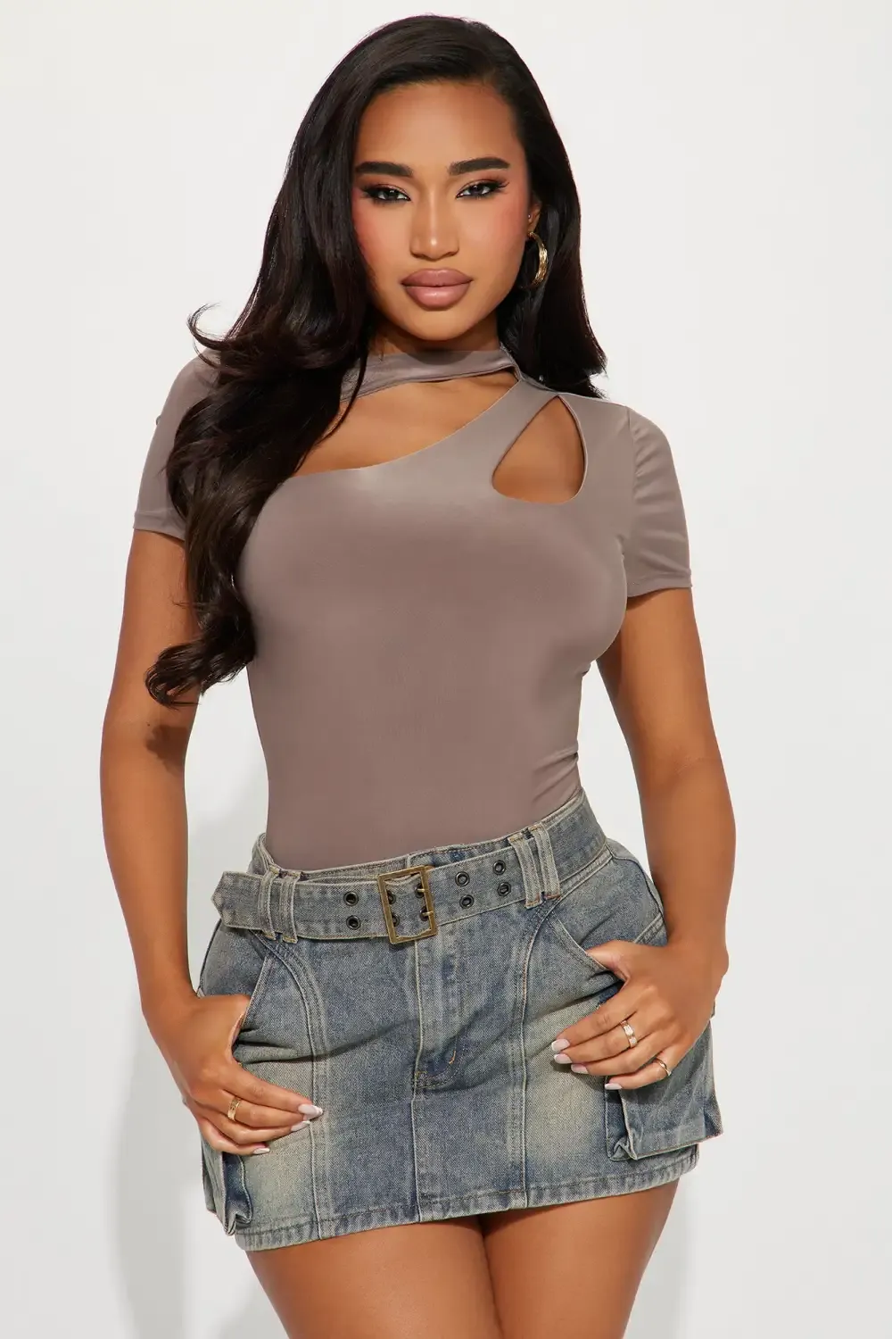 Keilani Short Sleeve Bodysuit - Mocha