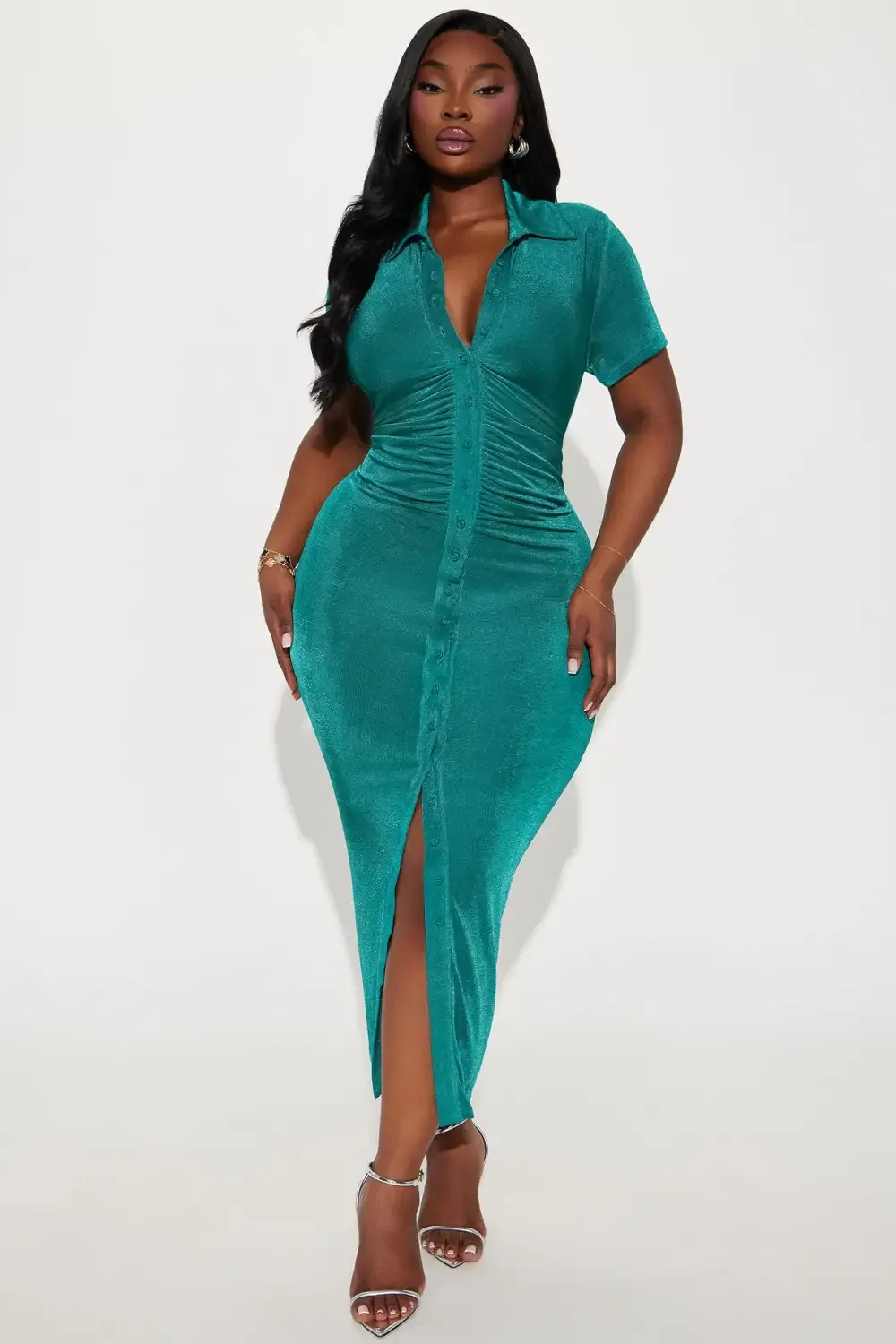 Silky Smooth Slinky Maxi Dress - Teal