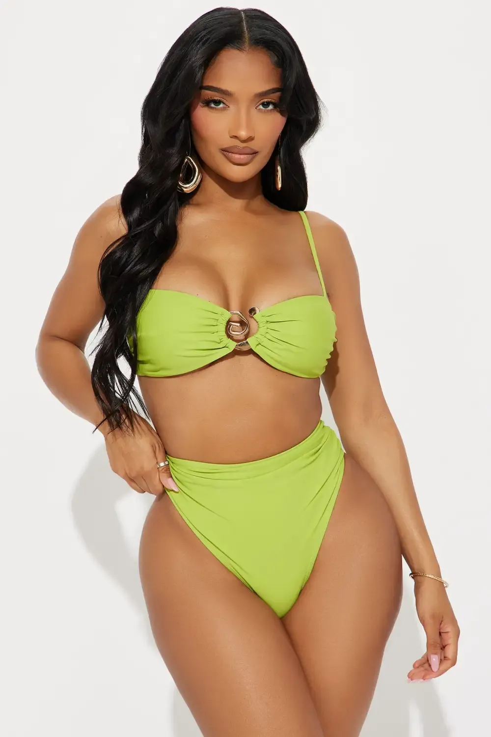 Ophelia Swirl Hardware Bralette 2 Piece Bikini - Lime