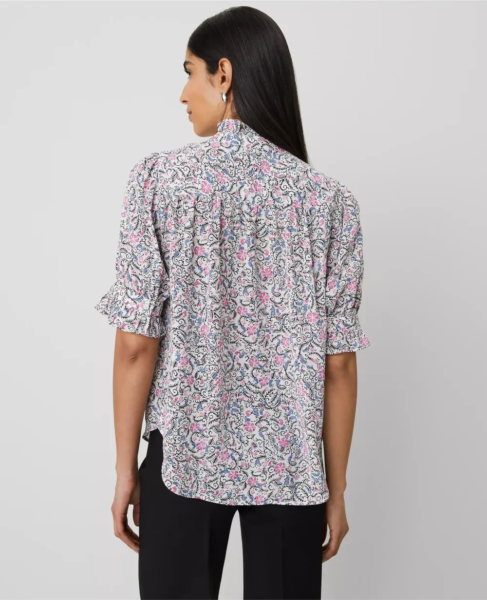 Floral Ruffle Collar Blouse